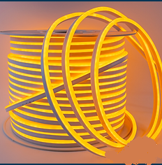 Mangueira Fita LED Neon Flexível - 3528 - Amarelo - 120 Leds por metro - 127v -  IP67 - Rolo com 100 Metros