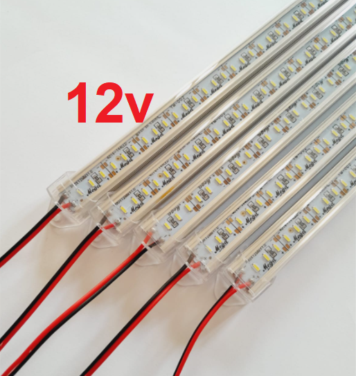 Barra de LED 5730- 1 Metro - 18w - Branco Frio - 12v - 72 LEDs - Calha com Lente Transparente