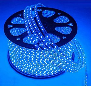Mangueira LED Chata Rolo com 100m Azul 110v  - À prova d'água
