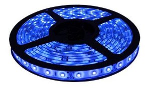 Fita LED - 5050 Azul - Rolo com 5 Metros - 14w  - 60 LEDs por Metro - IP20 (sem Silicone) - 12V