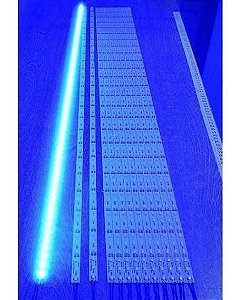 Barra de LED - 1 Metro - 18w - Azul - 12v - 72 LEDs - Calha com Lente Leitosa
