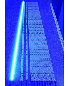 Barra de LED 5054 - 1 Metro - 18w - Azul - 12v - 72 LEDs - Calha com Lente Transparente