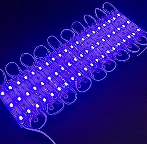 Modulo de Led SMD Barras com 03 LEDS - 12v - Azul - A Prova D´agua - Pacote com 200 peças