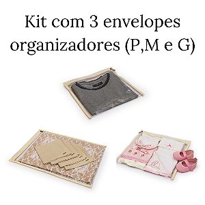 Kit com 3 Envelopes Organizadores (P, M e G)