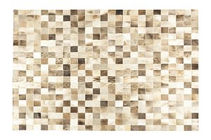 Tapete em Couro Legítimo Quadriculado Bege/Pérola 2,50 x 3,50