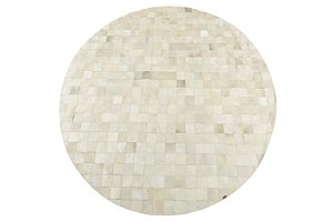 Tapete Redondo Mn10x10 Off White Couro Legítimo