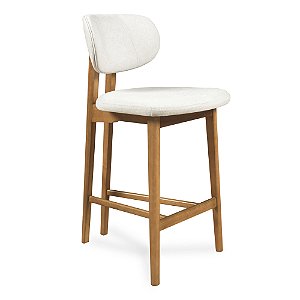 Banqueta  Lisboa Linho Cinza 1030 Madeira Cor 40