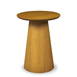 Mesa Lateral Redonda Base Cone Baixa Lamina cor Mel