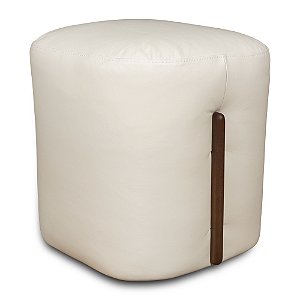 Pufe Malta em Couro Legítimo Off White