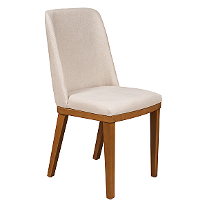 Cadeira Kalina em Tecido Soft Palha com Base em Madeira Natural