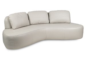 Sofá Dario Curvo em Couro Legítimo Off White 2,45m