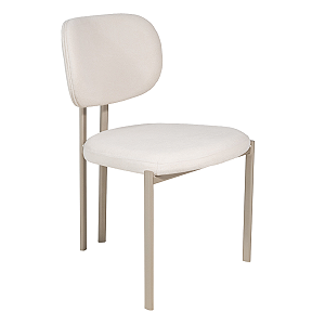 Cadeira Kioto em Bouclê Off White com Base em Metal Champanhe