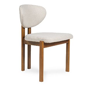 Cadeira Veneza em Bouclê Cinza com Estrutura em Madeira Maciça