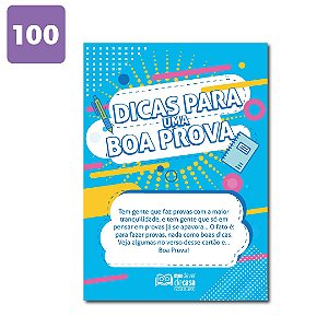 Cartão Dicas para uma Boa Prova (100 unidades)