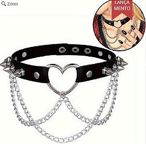 Coleira Choker com correntes e Spike