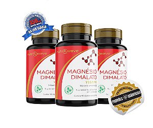 MAGNÉSIO DIMALATO PURO NUTRIWAVE - Promoção 3 Frascos