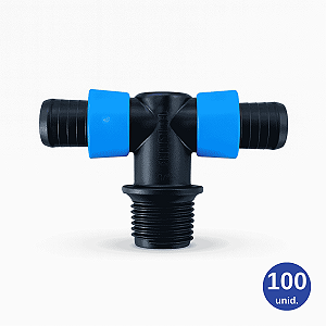 Conector Tê Anel Azul 16mm x 1/2" para Tubo Flexnet - 100 unid.