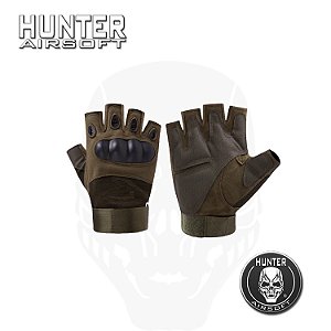 Luva tática militar meio dedo verde mod - Hunter Airsoft