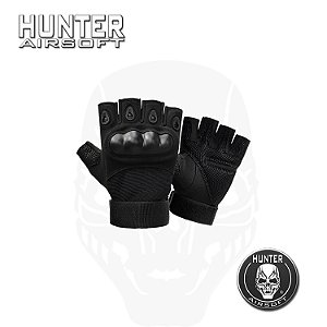 Luva tática militar meio dedo preta mod - Hunter Airsoft