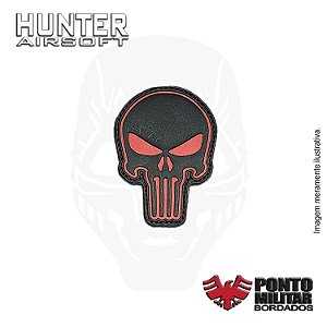 Patch Punisher Justiceiro preto e vermelho emborrachado 3D - Ponto Militar
