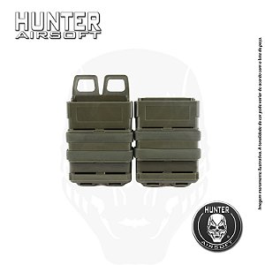 Fast mag porta carregador duplo M4/M16 5.56 polímero verde - Hunter Airsoft