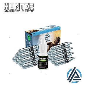 Kit 2x Cilindro CO² 12G Airsoft/Airgun (cx c/ 10 und) + Óleo de silicone 10ml - Leão