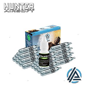 Kit 3x Cilindro CO² 12G Airsoft/Airgun (cx c/ 10 und) + Óleo de silicone 10ml - Leão