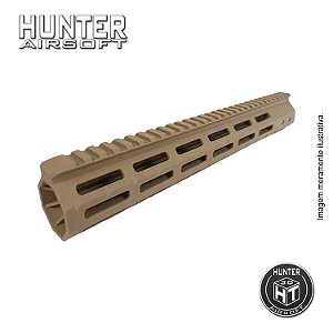 Handguard 14" Picatinny M-lok Tan Airsoft + Barrel Nut - Hunter Airsoft