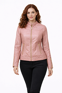 Jaqueta Couro PU design italiano