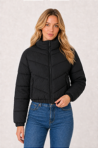 Jaqueta Puffer Cropped Chevron