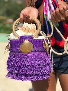 Bolsa de Palha de Buriti Bucket Alana Roxa