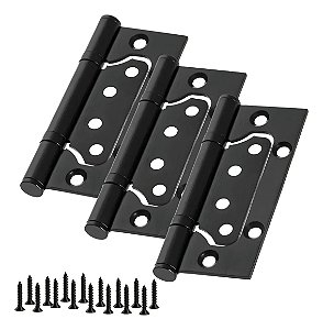 Kit 3 Dobradiças Sobrepor Preto Fosco 4x3" Sem Rebaixo RAJ