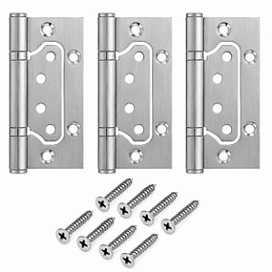 Kit 3 Dobradiças Sobrepor Inox Escovado 4x3" Sem Rebaixo RAJ
