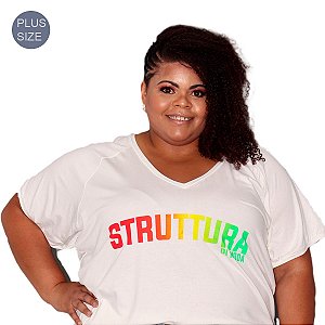 T-shirt Raglã Plus Size Estampado Struttura em Neon 46 ao 50