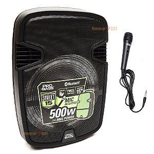 CAIXA SOM BLUETOOTH PORTATIL MULTIUSO PROBASS STREET 15''
