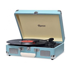 VITROLA TOCA DISCOS MALETA RAVEO SONETTO CHROME LIGHT BLUE