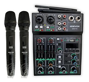 MESA DE SOM DEVOX DGT-5 COM DOIS MICROFONES SEM FIO