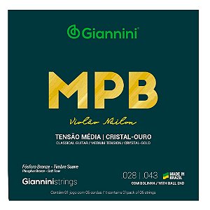 ENCORDOAMENTO GIANNINI NYLON MPB C/ BOLINHA CRISTAL OURO