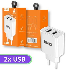 CARREGADOR KAIDI 2 USB 2.4A 12.5W KD-109