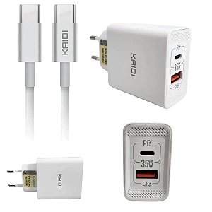 KIT KAIDI USB E TIPO C + CABO  GAN35W KD-671