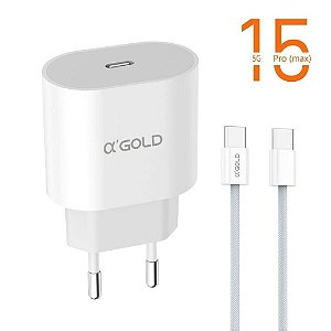 KIT CARREGADOR GOLD PRO 30W + CABO TIPO C/TIPO C CA31-3
