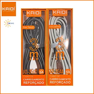 CABO KAIDI USB TIPO C 3MT KD-354C PRETO