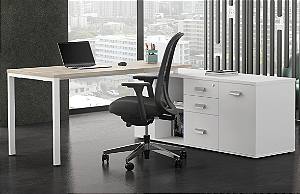 ​​​​​​​Mesa Diretor Arq Pé Trave com armário lateral