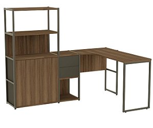 Conjunto estante com mesa industrial