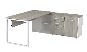 Mesa Direto em L com Armário lateral