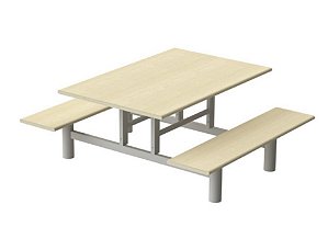 Mesa Para refeitório  4 Lugares com banco acoplados Coletivos