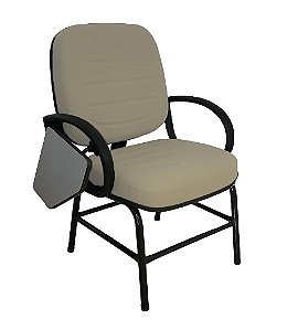 Poltrona  universitária plus size com prancheta escamoteável e porta livros P/ 140 kg;