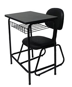 Mesa Escolar estrutura aço preto c/p.livros