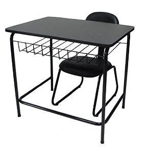 Mesa Escolar estrutura aço preto c/p.livros