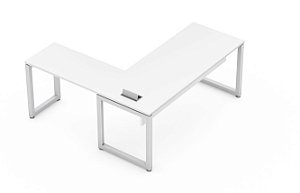 Mesa Gerente em L,  Linha OP1 tampo 25mm, e estrutura em  aço quadro